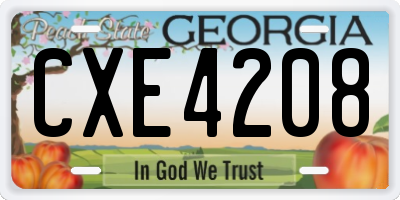 GA license plate CXE4208