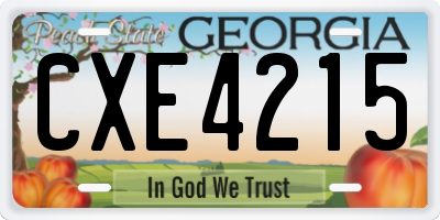 GA license plate CXE4215