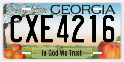 GA license plate CXE4216