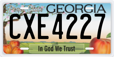 GA license plate CXE4227