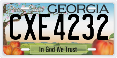 GA license plate CXE4232