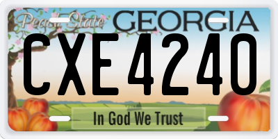 GA license plate CXE4240