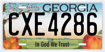 GA license plate CXE4286