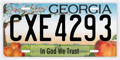 GA license plate CXE4293