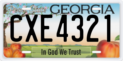 GA license plate CXE4321