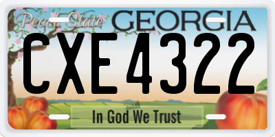 GA license plate CXE4322