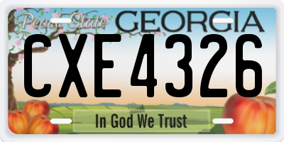 GA license plate CXE4326