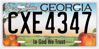 GA license plate CXE4347