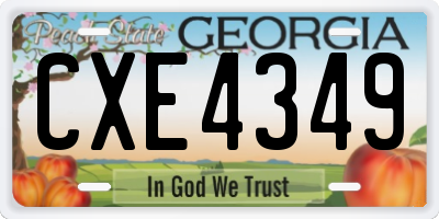 GA license plate CXE4349