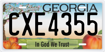 GA license plate CXE4355