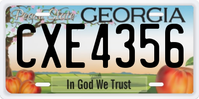 GA license plate CXE4356