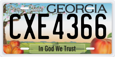 GA license plate CXE4366