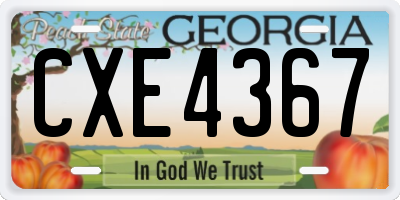 GA license plate CXE4367