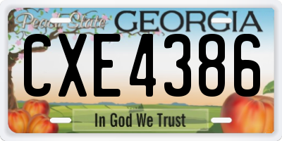 GA license plate CXE4386