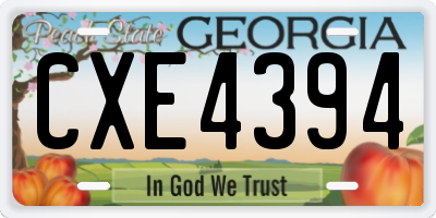 GA license plate CXE4394