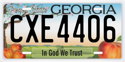 GA license plate CXE4406