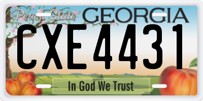 GA license plate CXE4431
