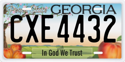 GA license plate CXE4432