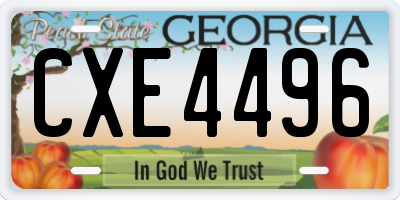 GA license plate CXE4496