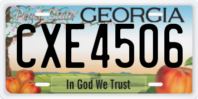 GA license plate CXE4506