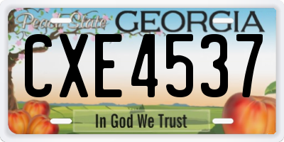 GA license plate CXE4537
