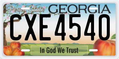 GA license plate CXE4540