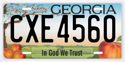GA license plate CXE4560