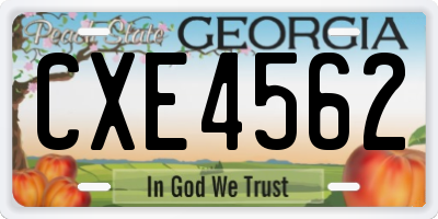 GA license plate CXE4562