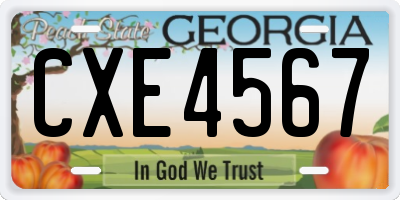 GA license plate CXE4567