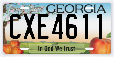 GA license plate CXE4611