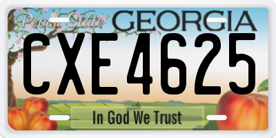 GA license plate CXE4625