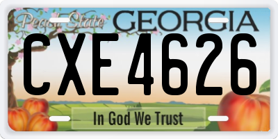GA license plate CXE4626