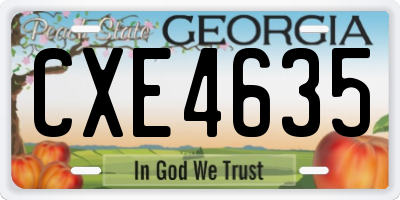 GA license plate CXE4635