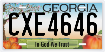 GA license plate CXE4646