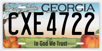 GA license plate CXE4722