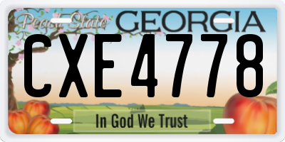 GA license plate CXE4778