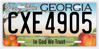 GA license plate CXE4905