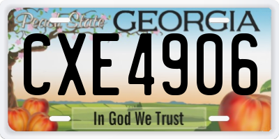 GA license plate CXE4906
