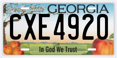 GA license plate CXE4920