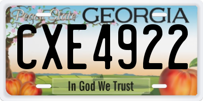 GA license plate CXE4922