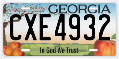GA license plate CXE4932