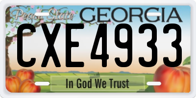 GA license plate CXE4933