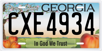 GA license plate CXE4934