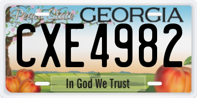 GA license plate CXE4982