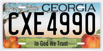 GA license plate CXE4990