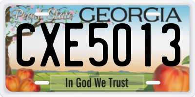 GA license plate CXE5013