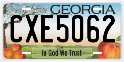 GA license plate CXE5062