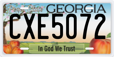GA license plate CXE5072