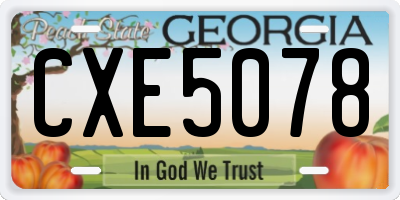 GA license plate CXE5078