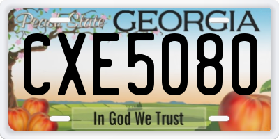 GA license plate CXE5080